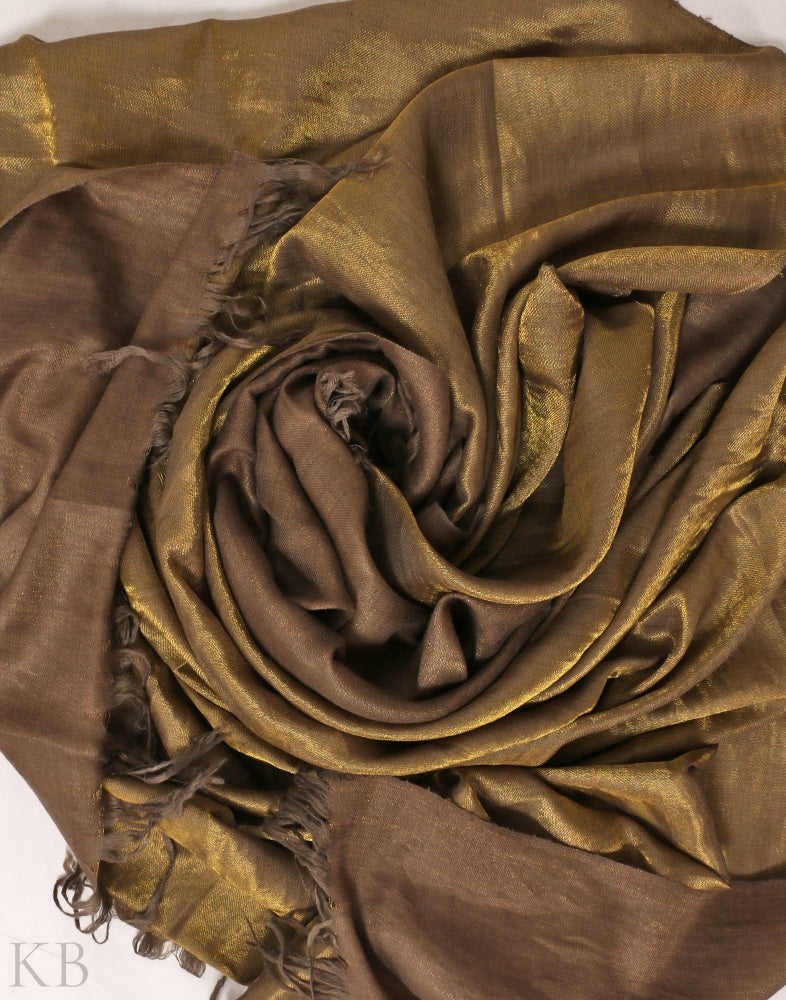 Brown Golden Reversible Cashmere Shawl - Kashmir Box