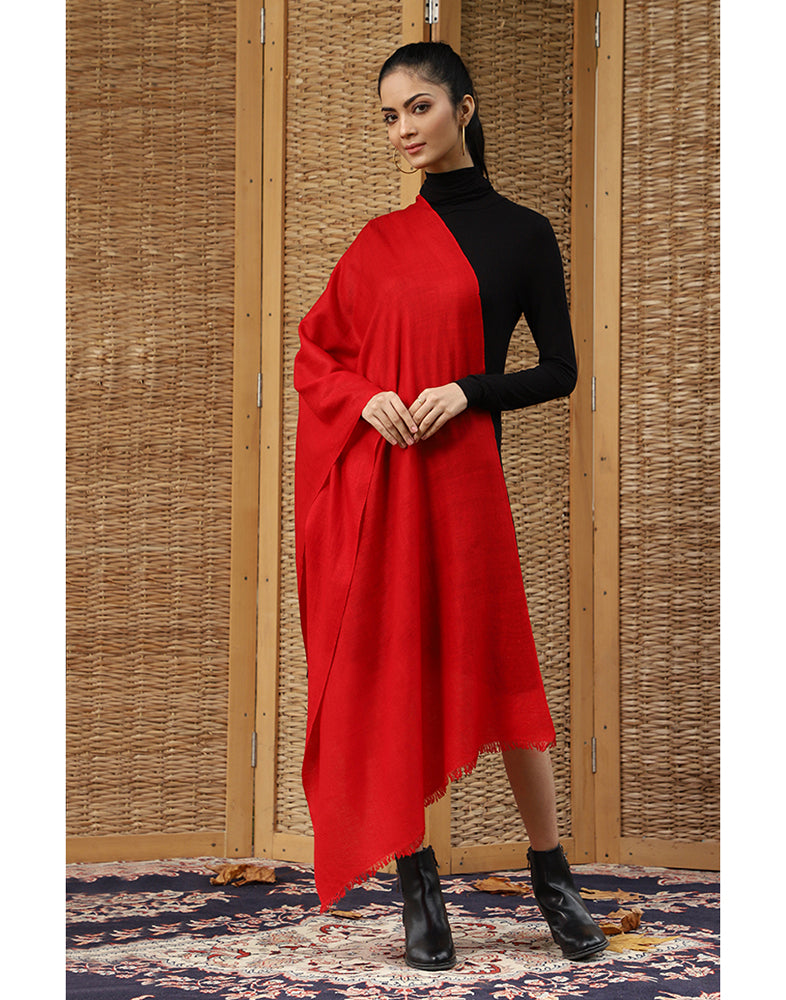 Pure Cashmere Pashmina Red Stole - KashmirBox.com