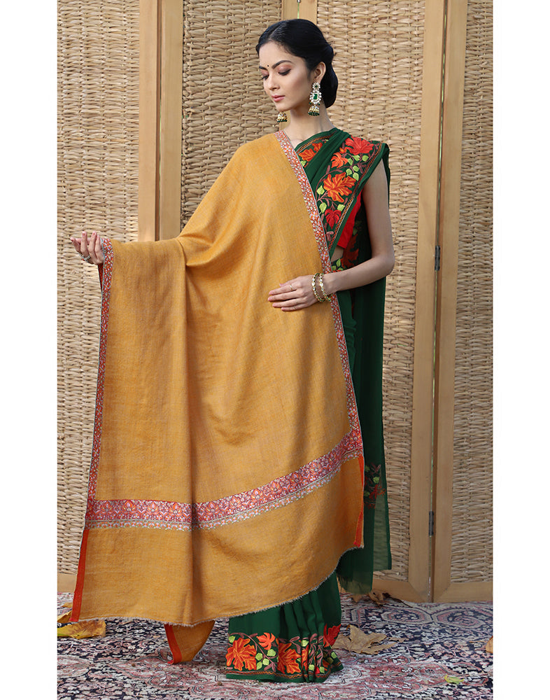 Mustard GI Neemdor Cashmere Shawl - KashmirBox.com