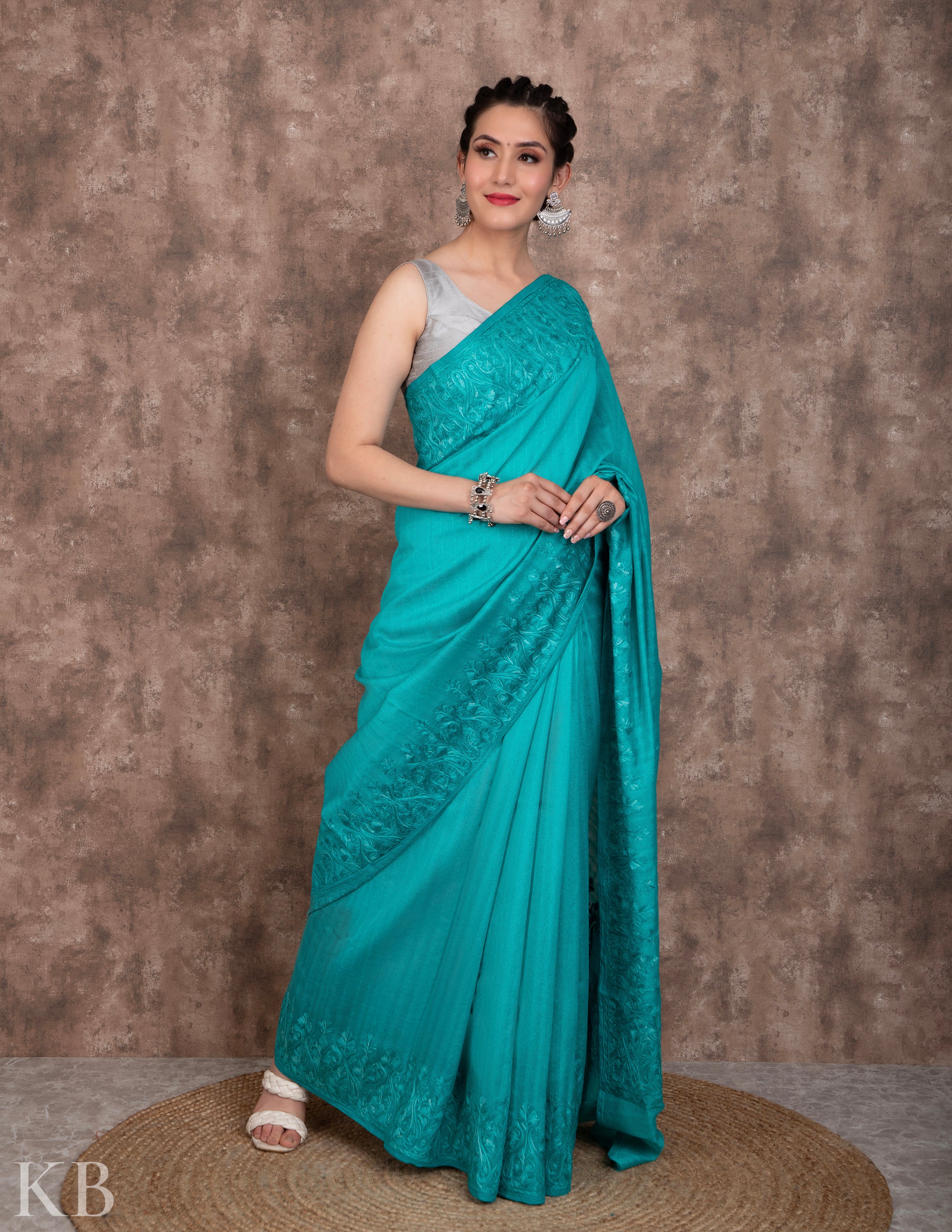 Paris Blue Woven Kanjivaram Silk Saree – MySilkLove