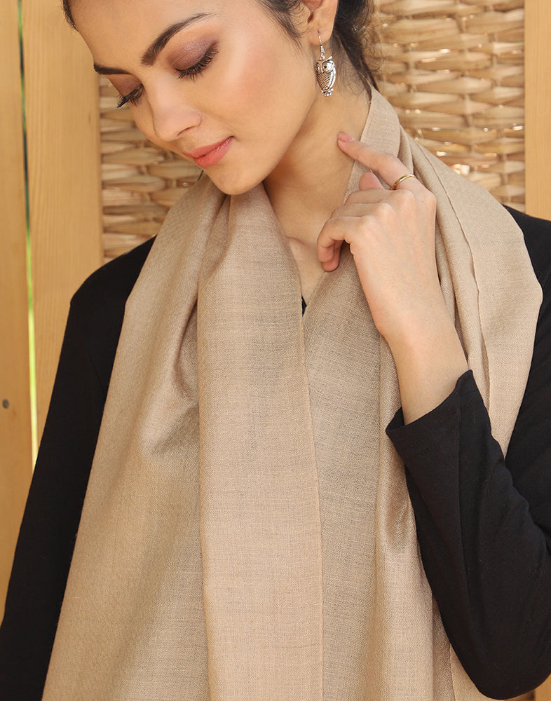 Natural Solid Cashmere Scarf - KashmirBox.com