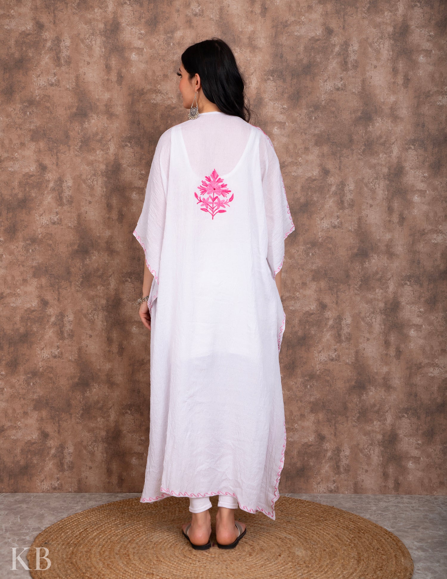 Gulaab Naal White Embroidered Kaftan