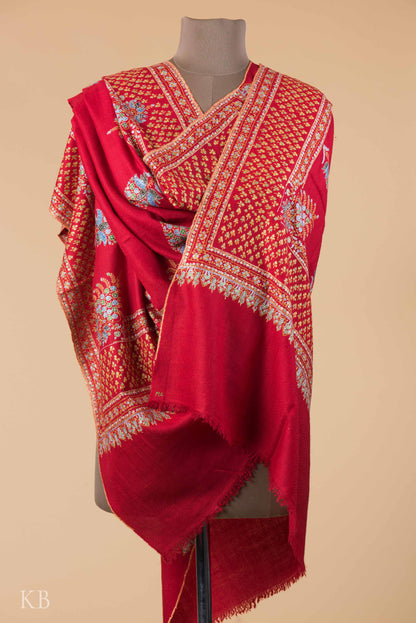 Berry Red Bootidar Pashmina Shawl - Kashmir Box