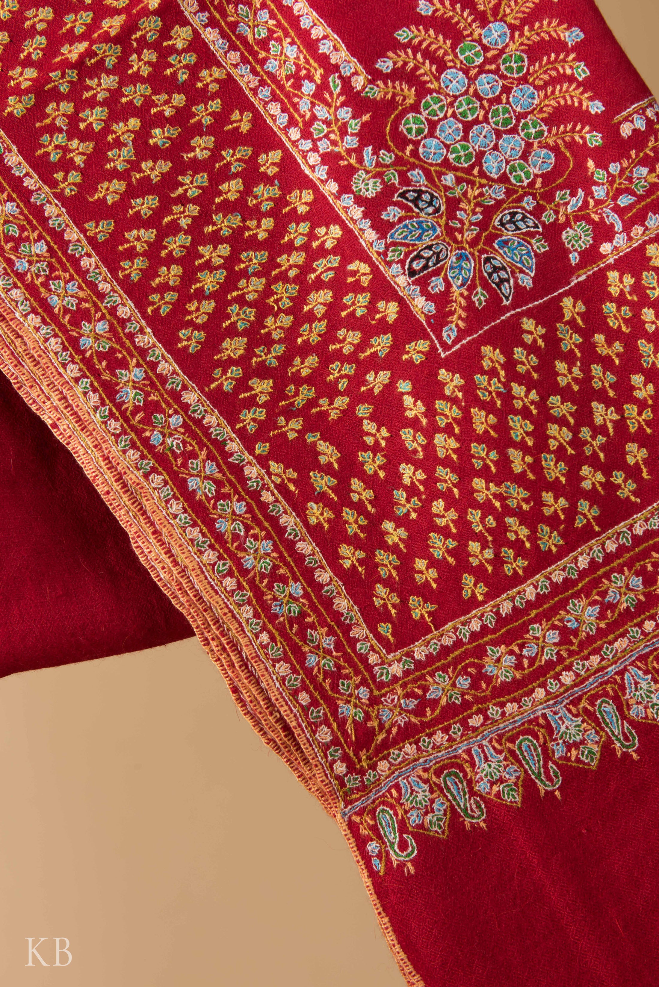 Berry Red Bootidar Pashmina Shawl - Kashmir Box