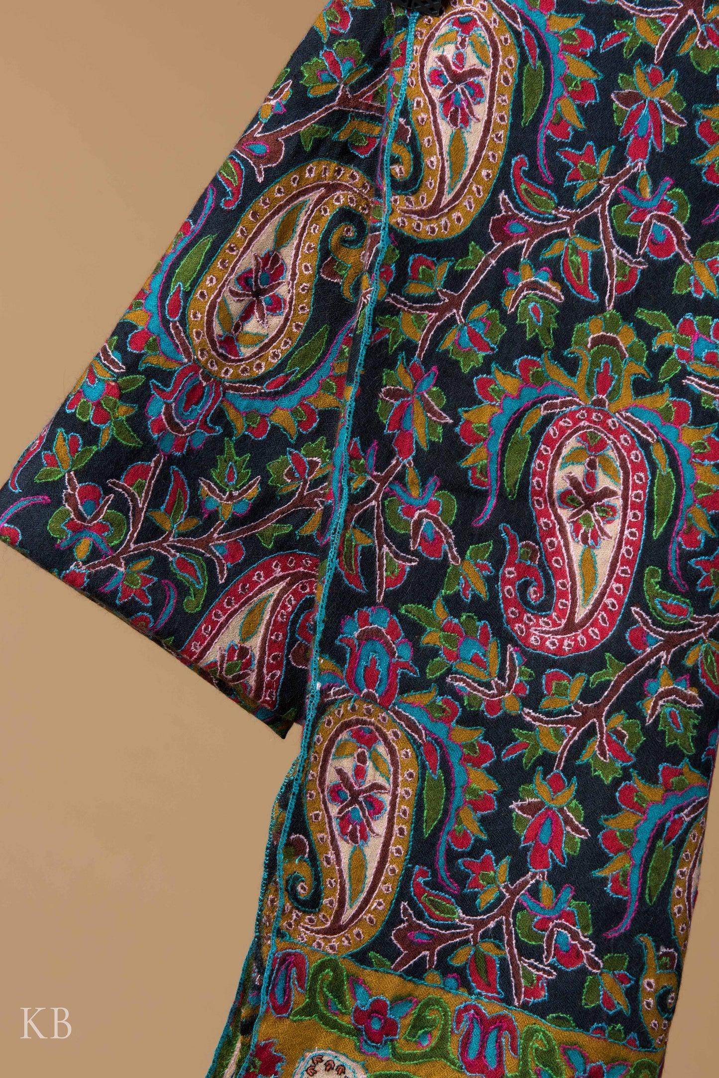Modern Design Printed Sozni Embroidered Pashmina Stole - Kashmir Box
