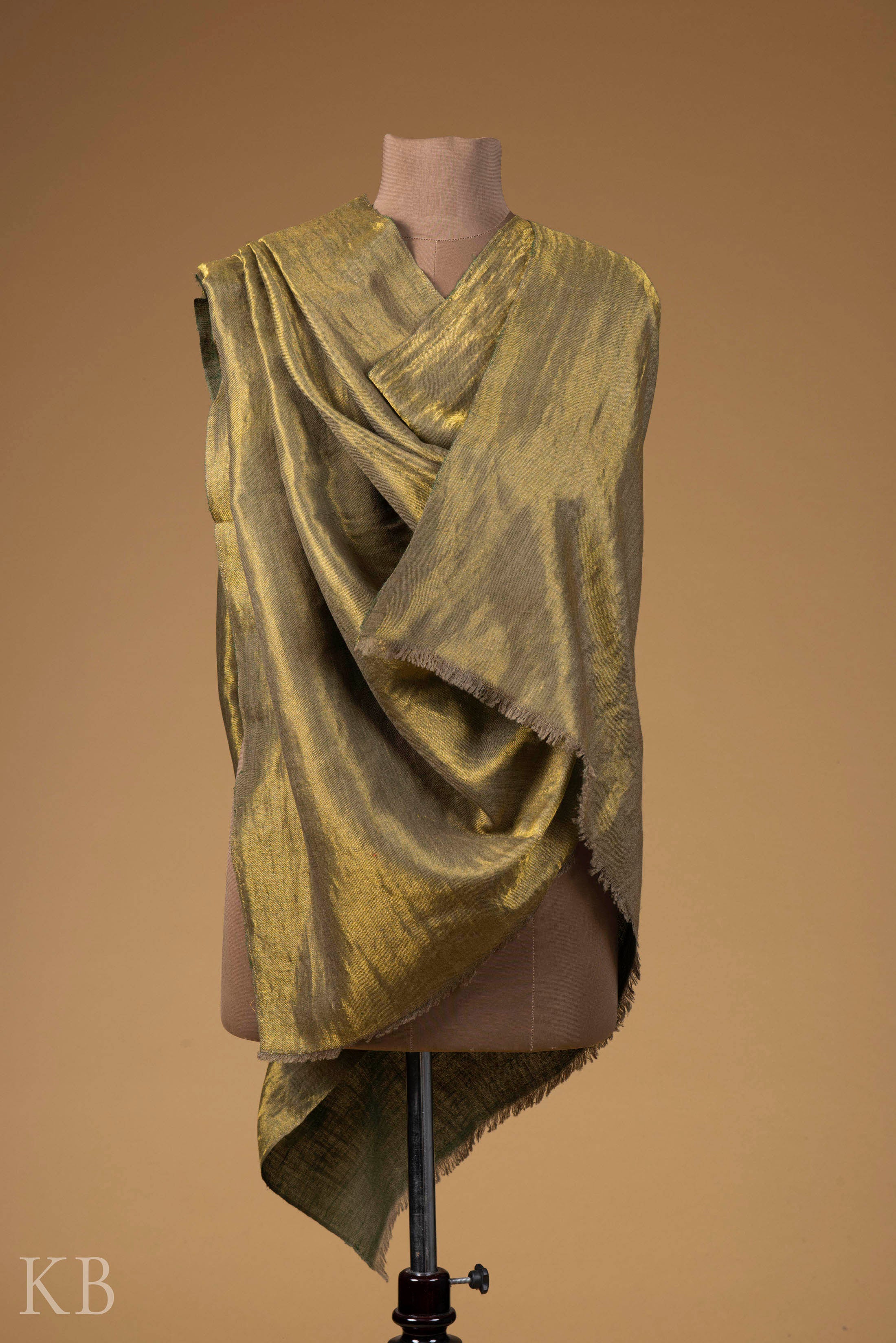 Olive Golden Reversible Pashmina Shawl - Kashmir Box