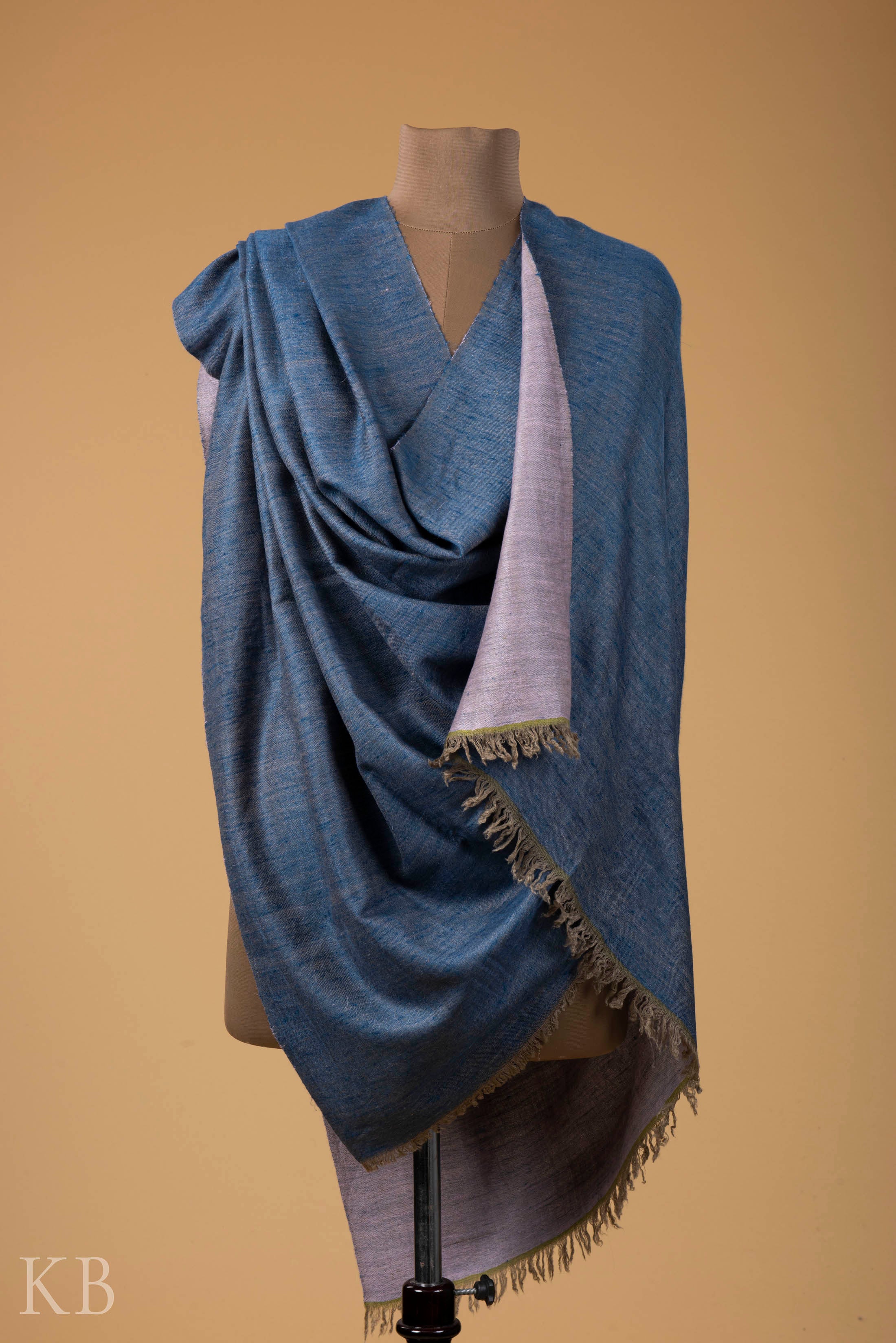 Lilac Blue Reversible Pashmina Shawl - Kashmir Box