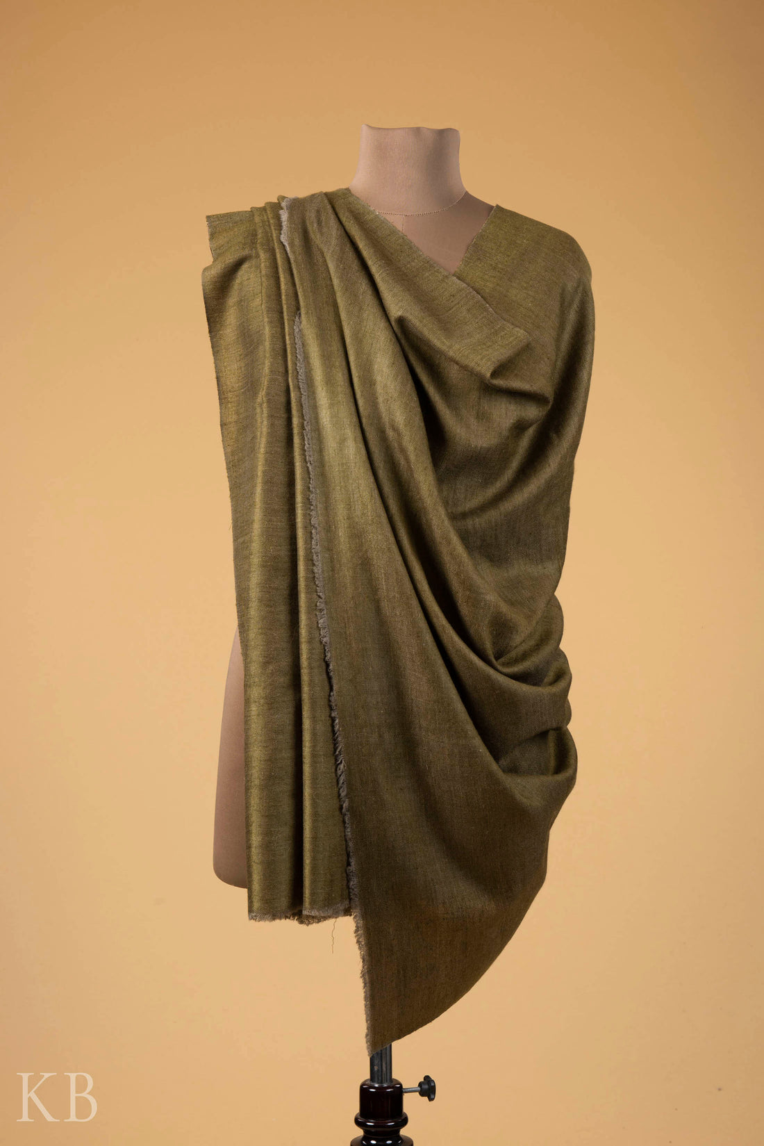 Natural Olive Reversible Pashmina Shawl - Kashmir Box