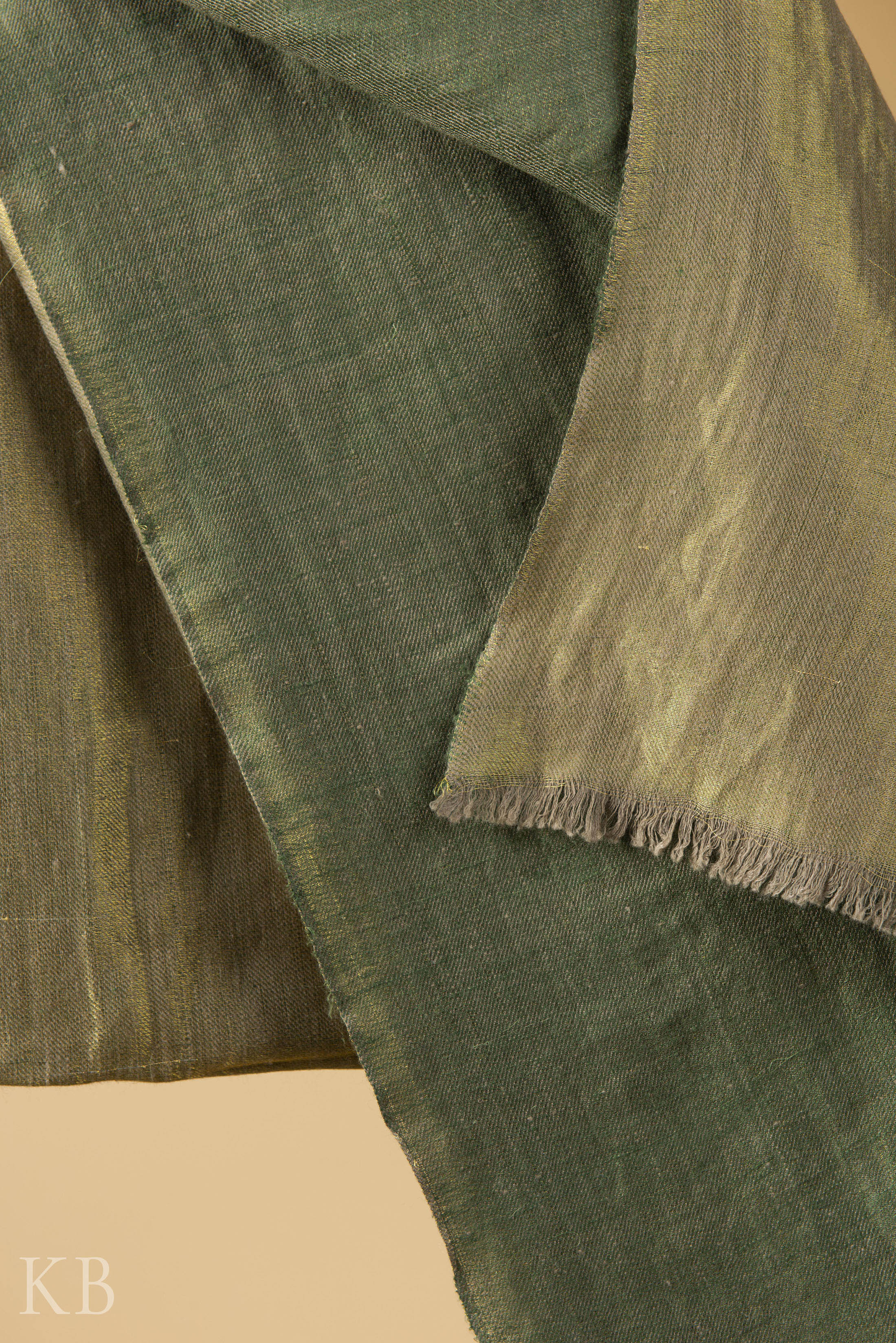 Olive Golden Reversible Pashmina Shawl - Kashmir Box