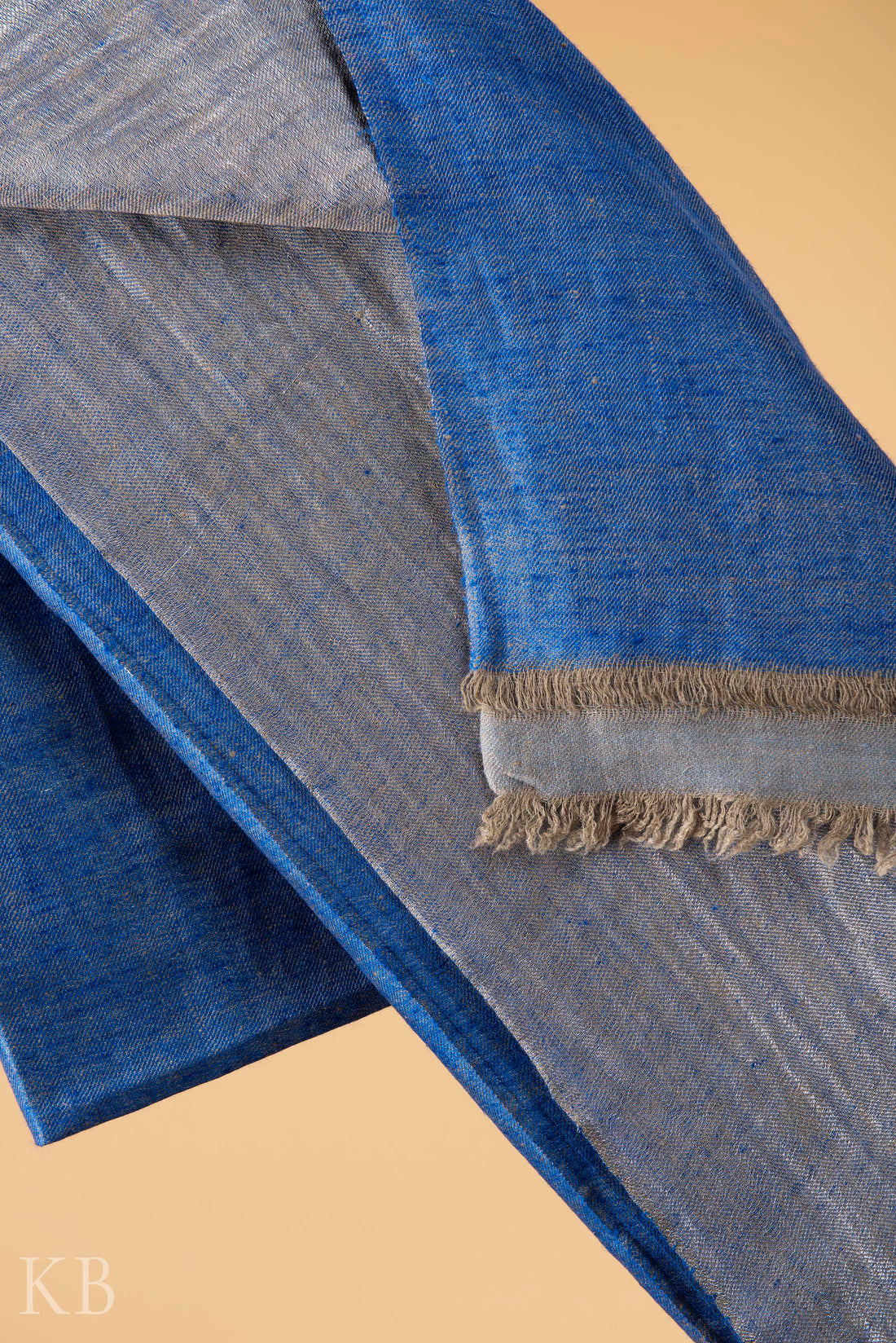 Silver Blue Reversible Pashmina Shawl - Kashmir Box