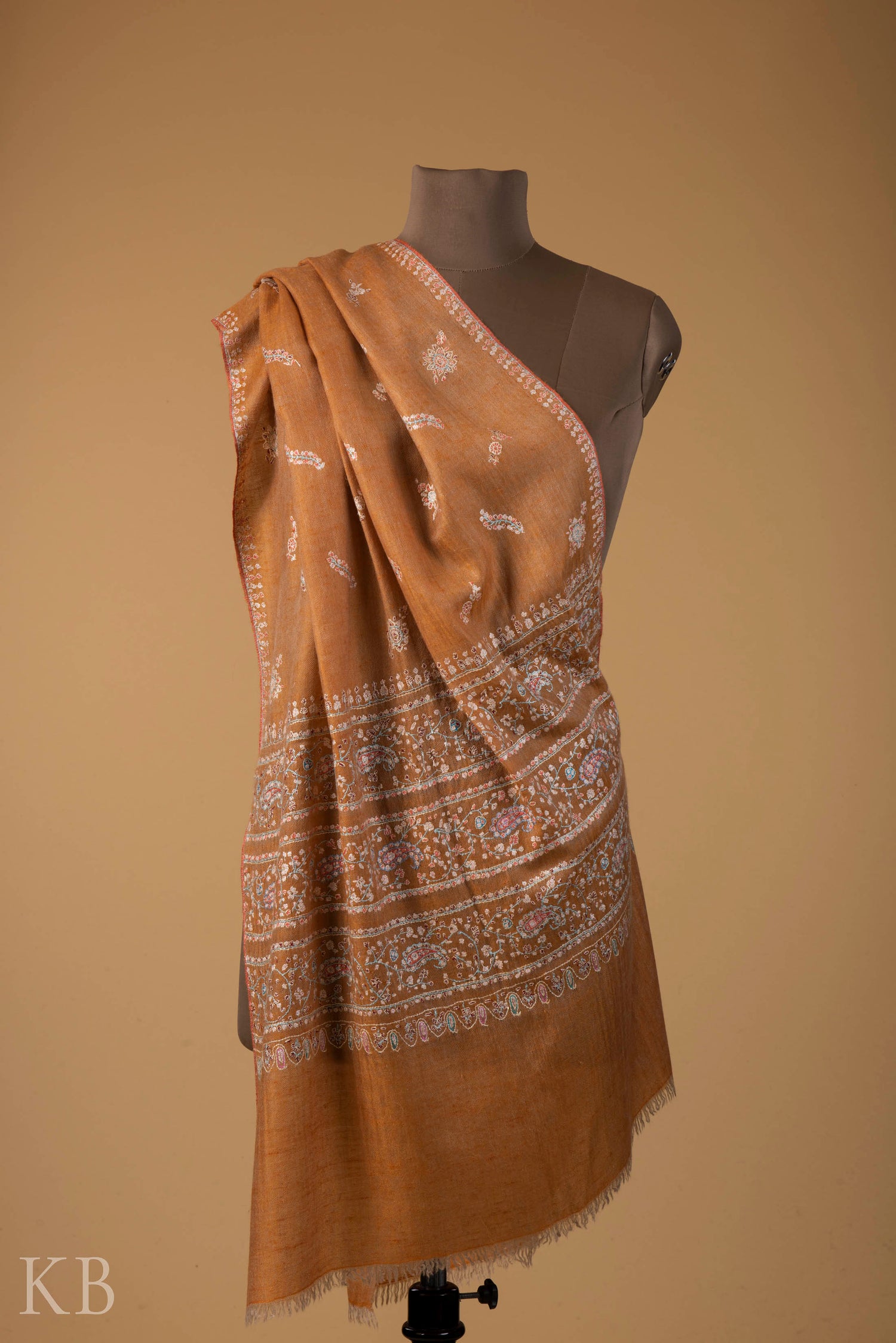 Multicolored Modern Design Embroidered Pashmina Stole - Kashmir Box