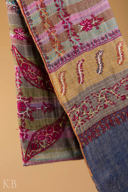 Multicolored Modern Design Embroidered Pashmina Stole - Kashmir Box