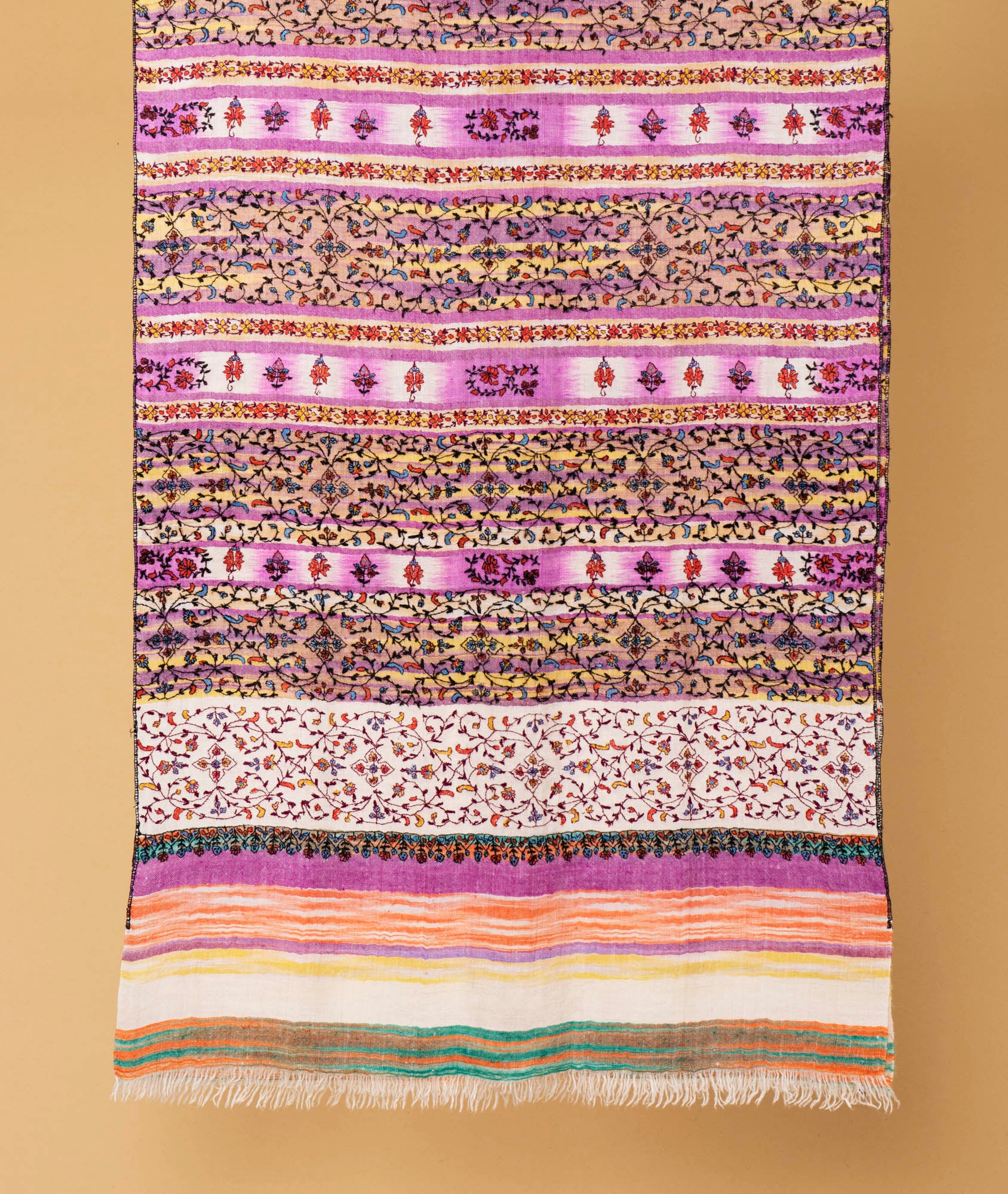 Multicolored Modern Design Embroidered Pashmina Stole - Kashmir Box