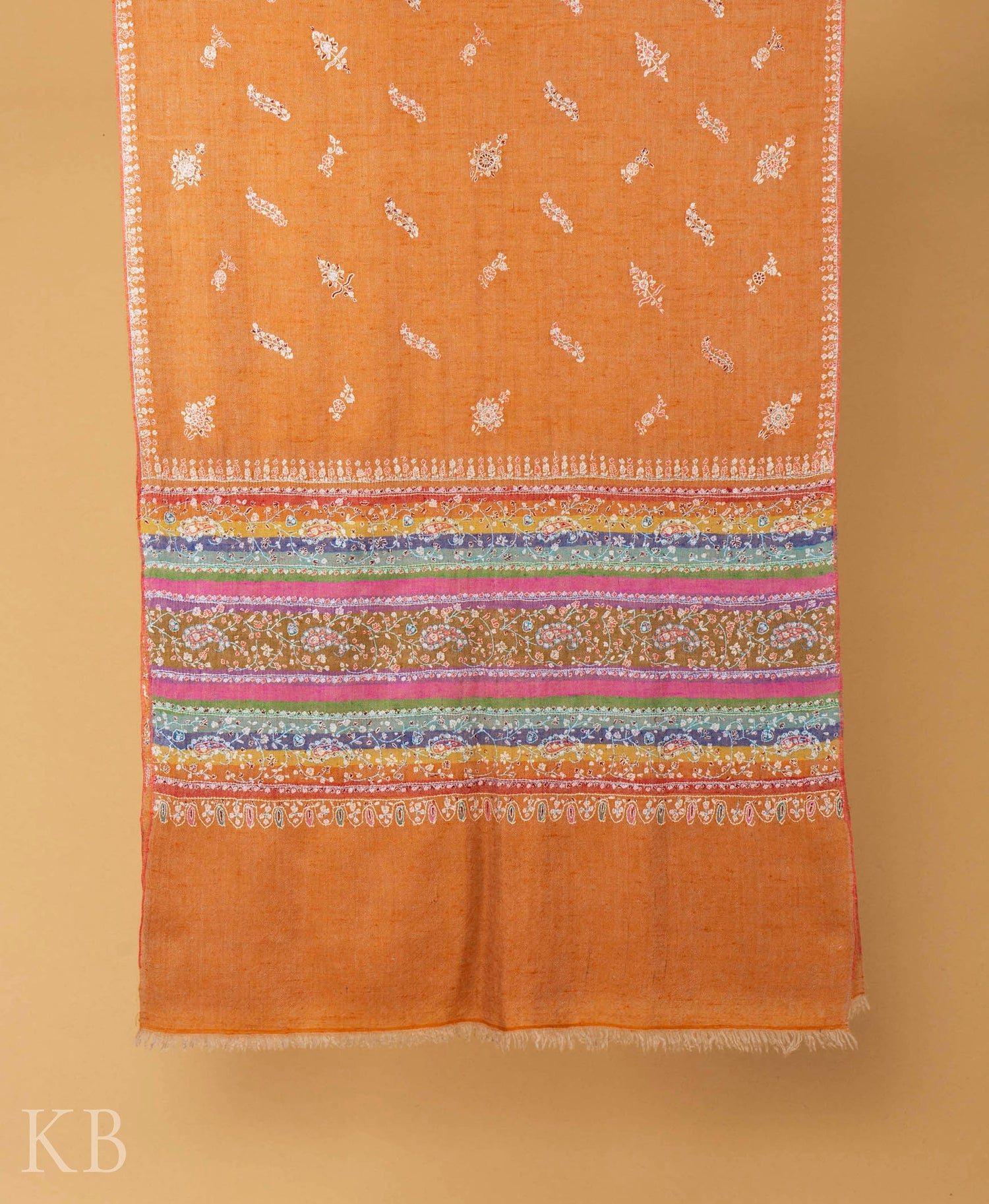 Multicolored Modern Design Embroidered Pashmina Stole - Kashmir Box