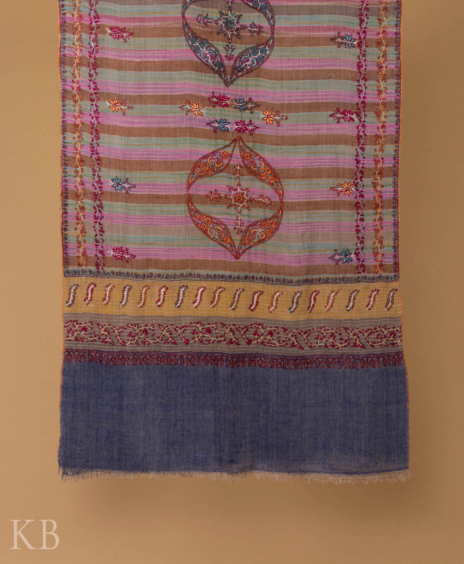 Multicolored Modern Design Embroidered Pashmina Stole - Kashmir Box