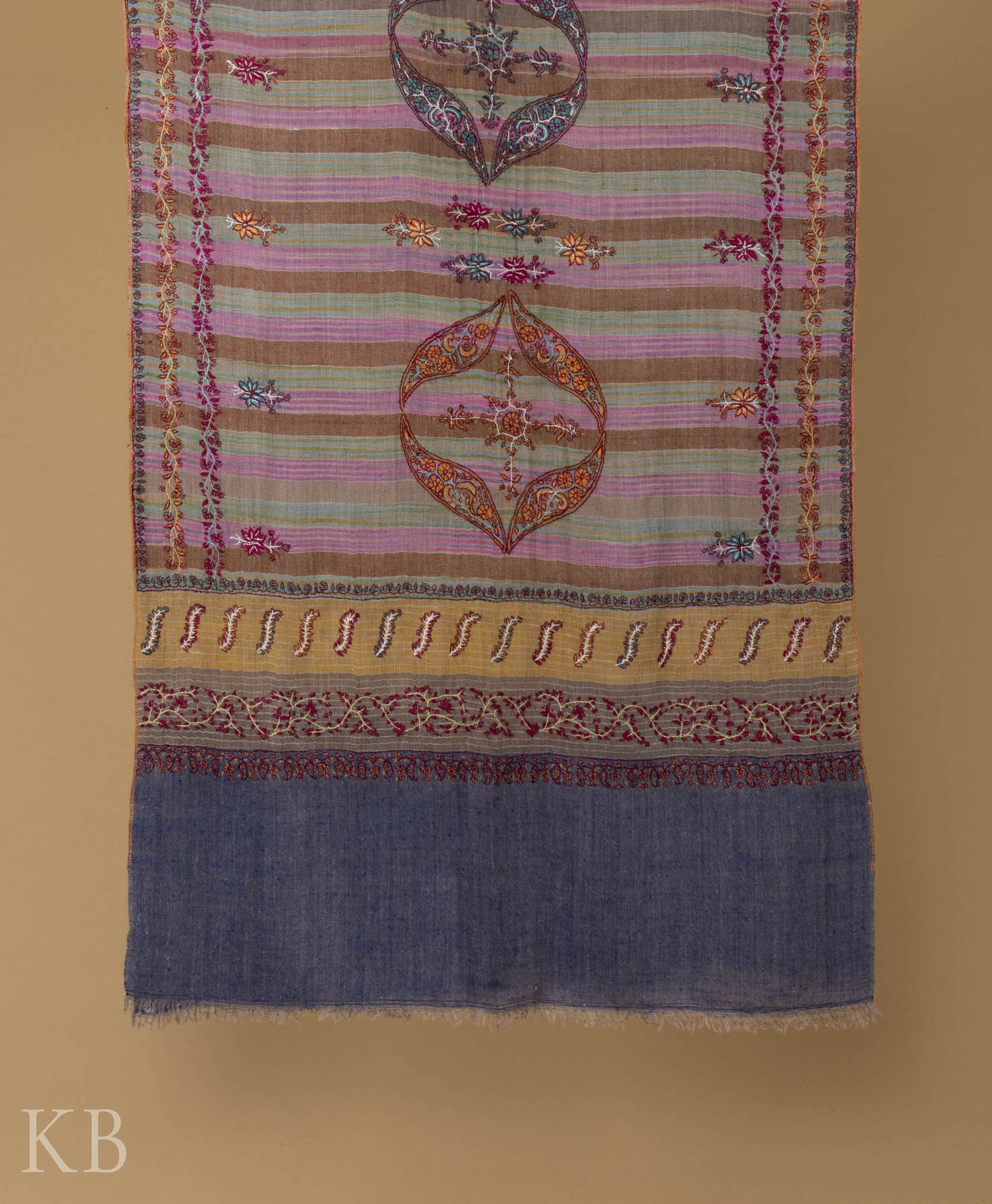 Multicolored Modern Design Embroidered Pashmina Stole - Kashmir Box