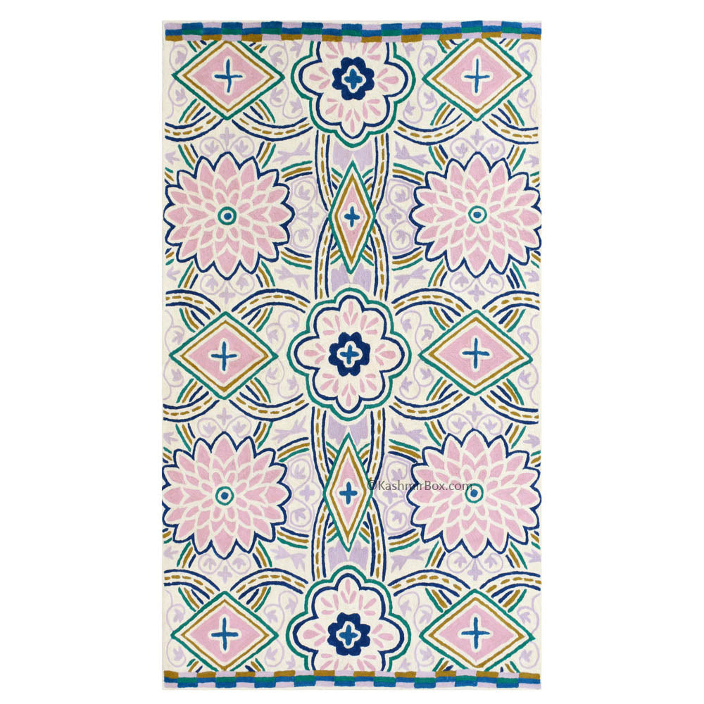 Geometric Pattern Handmade Rug - Kashmir Box