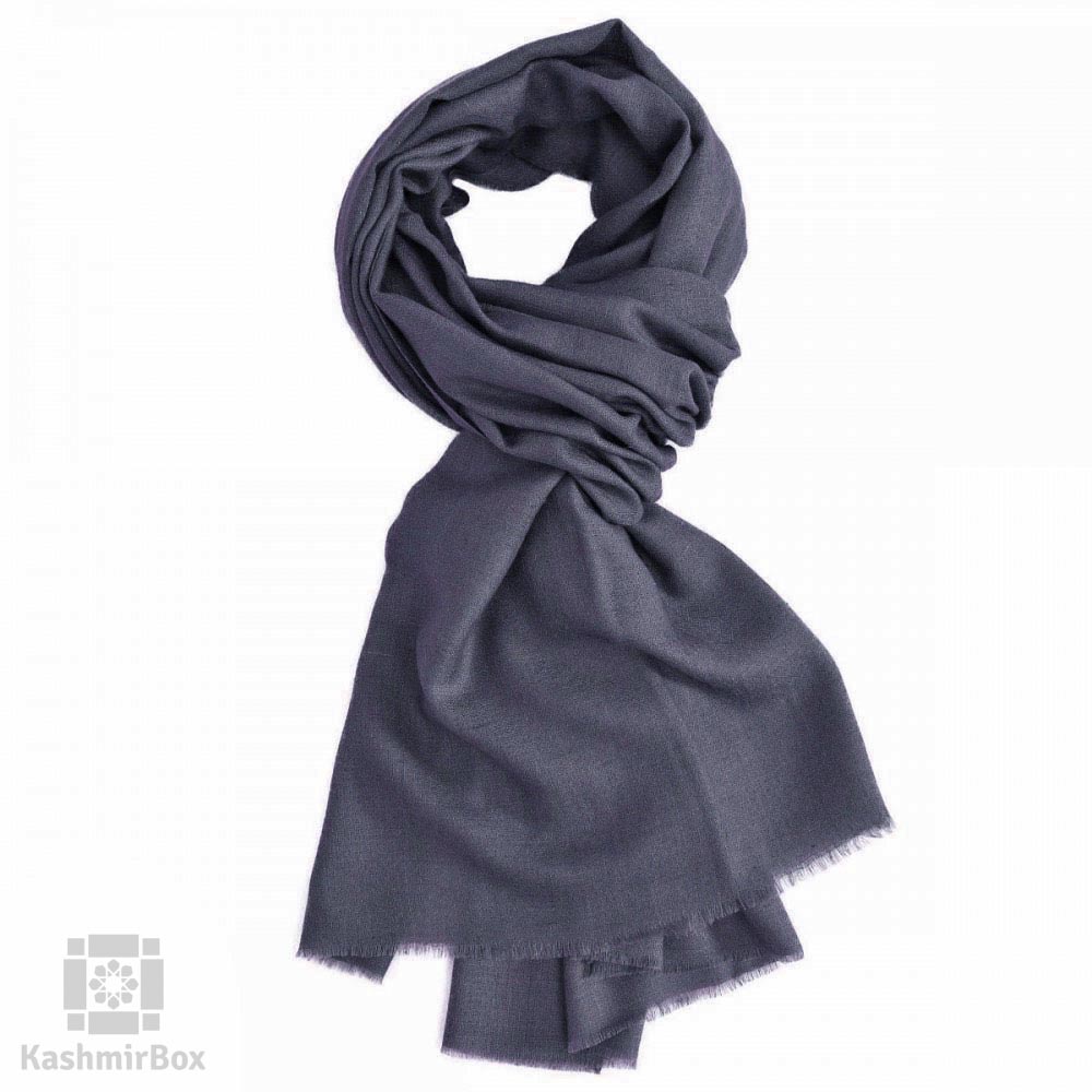 Solid Blue Woolen Stole - KashmirBox.com