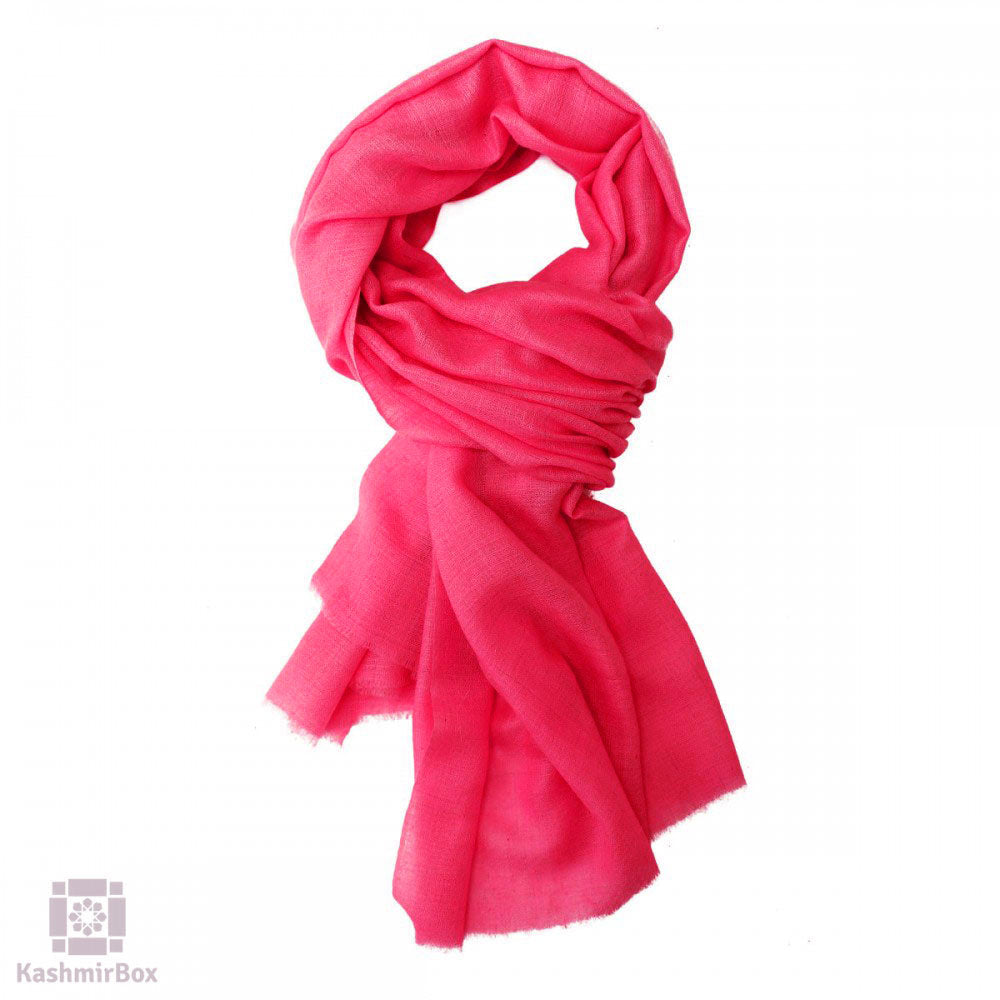 Pink Squared Woolen Stole - KashmirBox.com