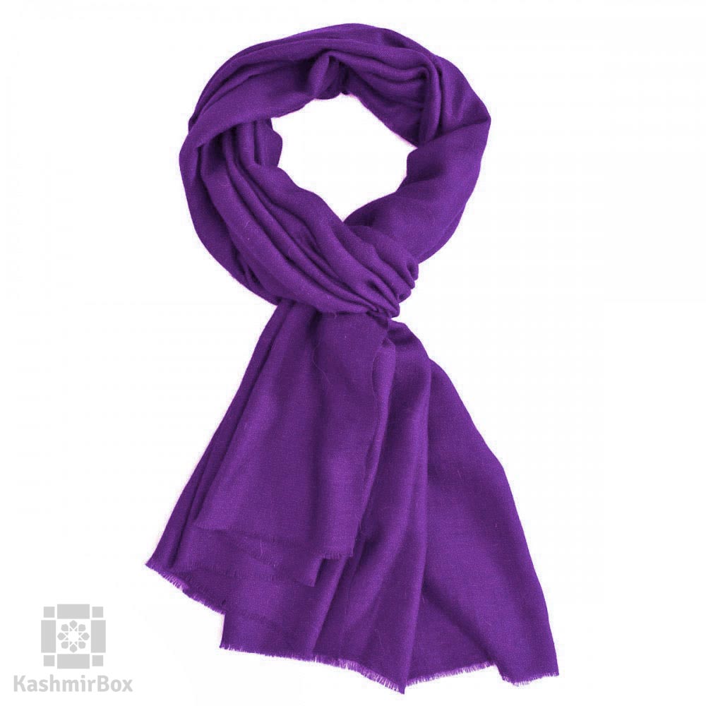 Purple Basket Weave Woolen Stole - KashmirBox.com