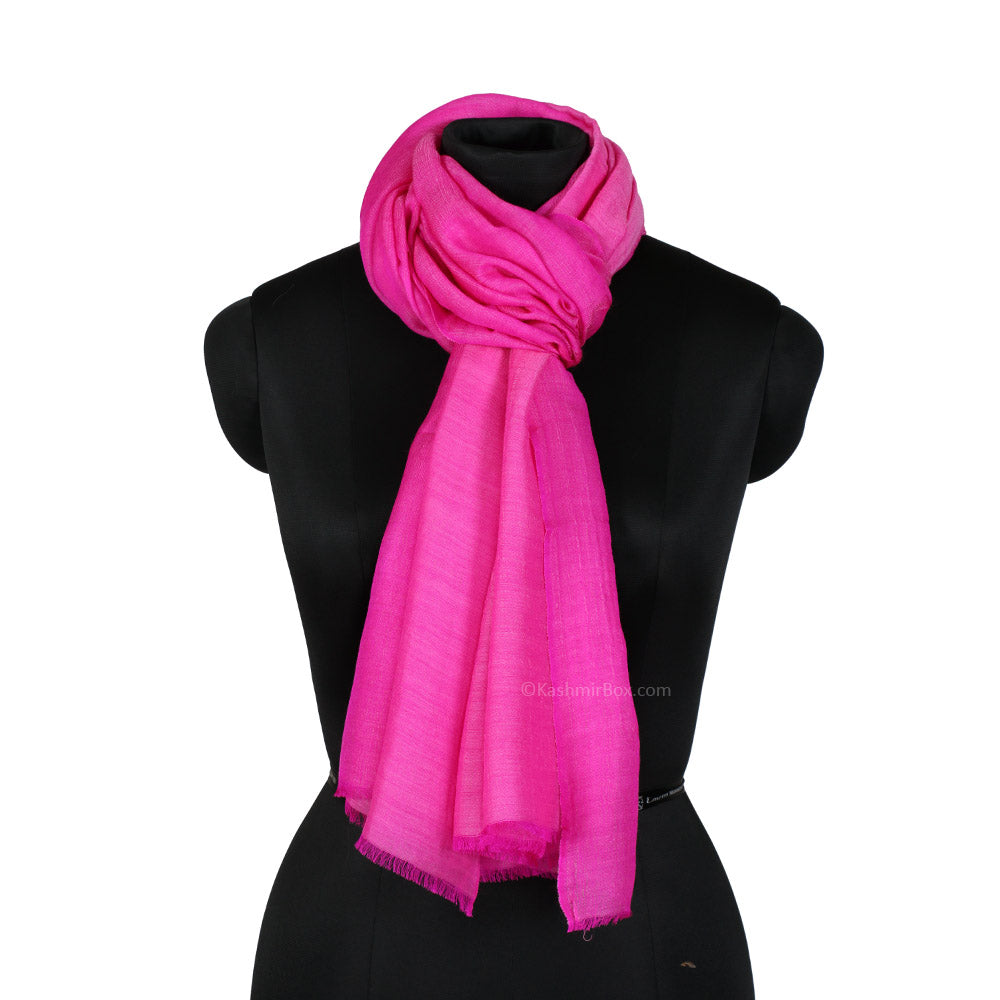 Plain Magenta Woolen Stole - KashmirBox.com