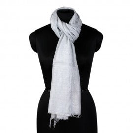 Ethnic Grey Woolen Stole - KashmirBox.com