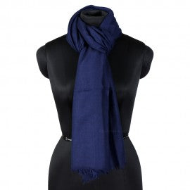 Navy Blue  Woolen Stole - KashmirBox.com