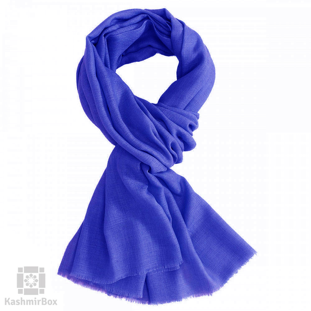 Resort Blue Woolen Stole - KashmirBox.com