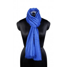 Resort Blue Woolen Stole - KashmirBox.com