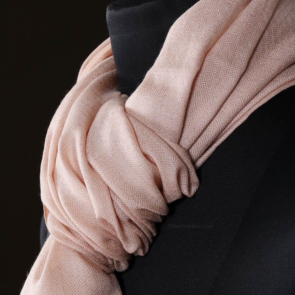 Light Pink  Woolen Stole - KashmirBox.com