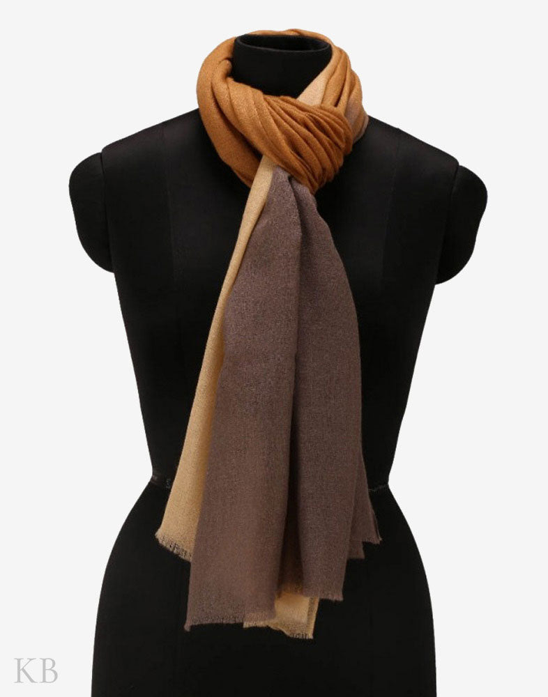 Caramel Creme Pure Pashmina Stole - Kashmir Box