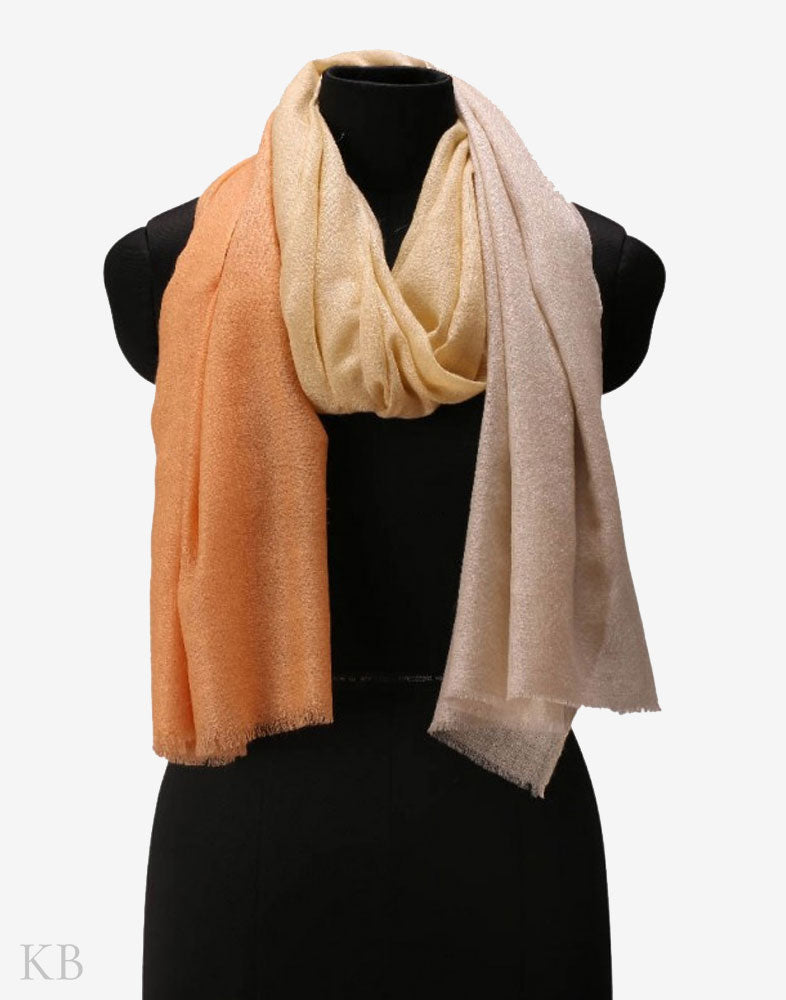 Peach Triplet Pure Pashmina Stole - KashmirBox.com