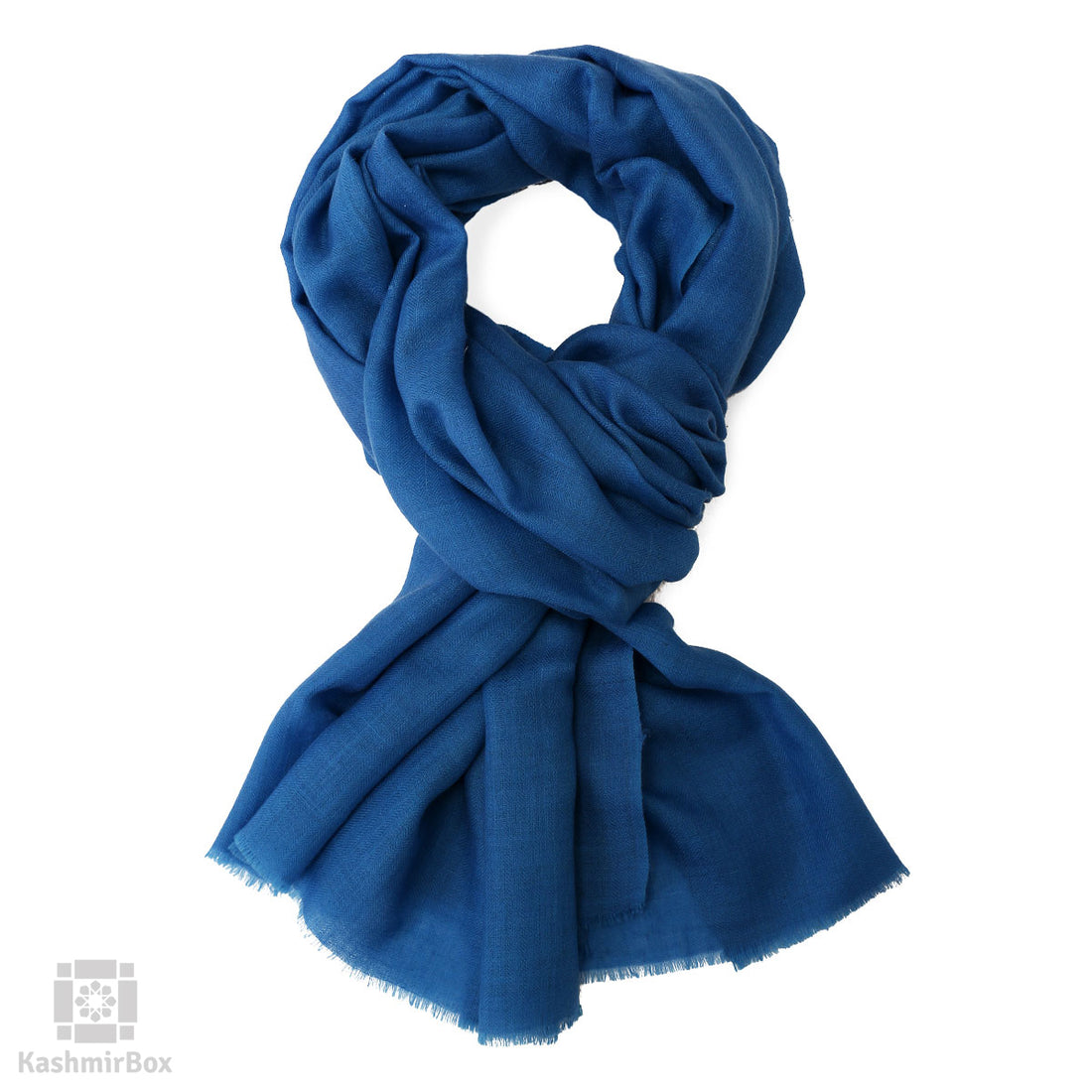 Aegean Blue Plain Cashmere Pashmina Stole - KashmirBox.com