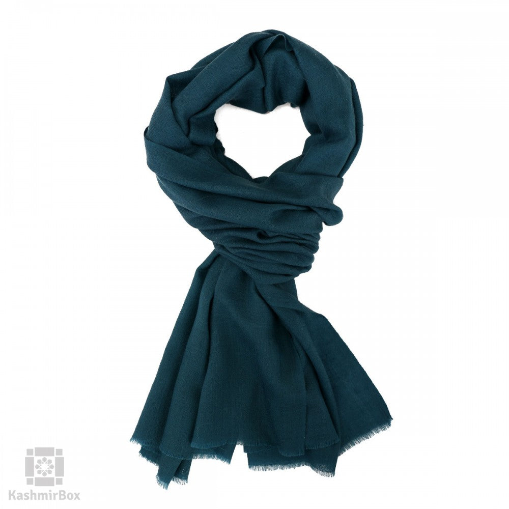 Cerulean Blue Plain Cashmere Pashmina Stole - KashmirBox.com