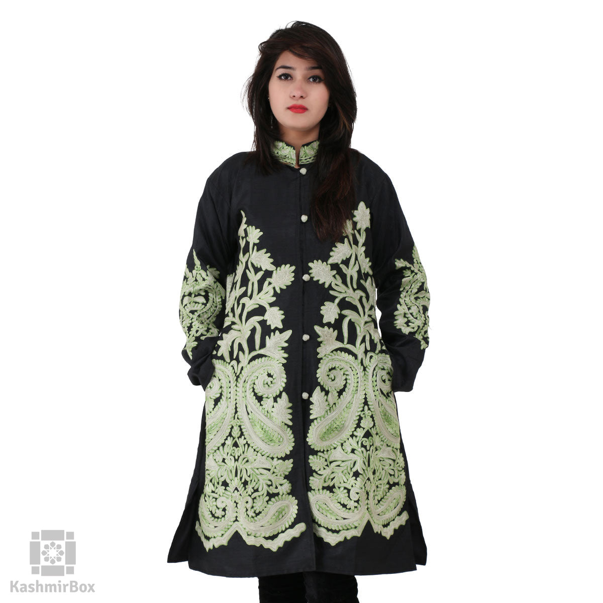 Short Kashmiri Jacket With Floral Kashmiri Work , Boho Jacket