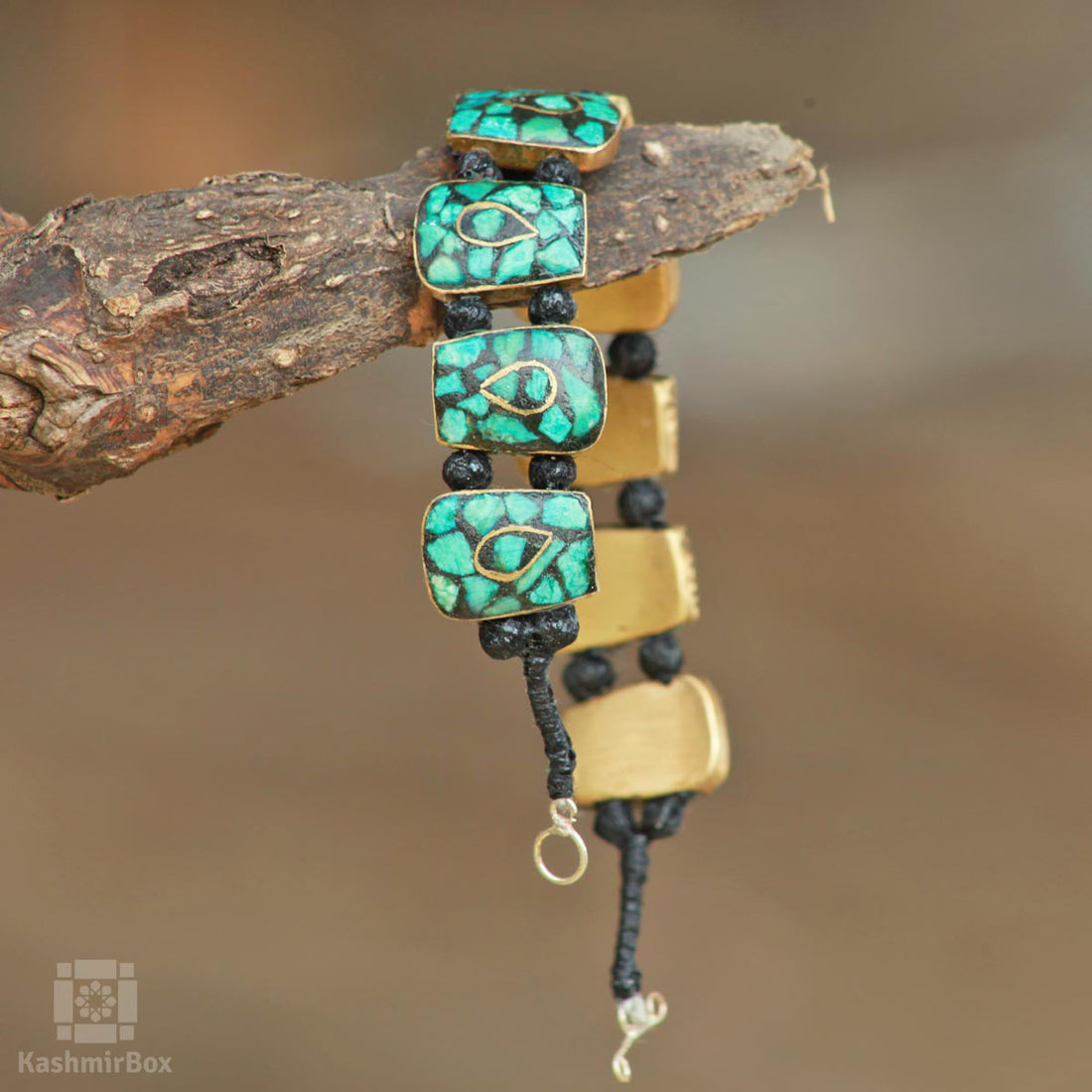 Squared Handmade Turquoise Bracelet - KashmirBox.com