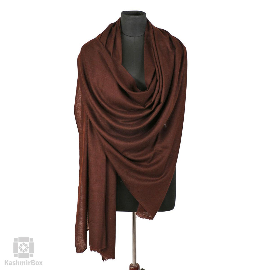 Hickory Brown Solid Styled Cashmere Pashmina Shawl - Kashmir Box