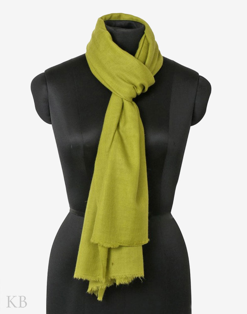 GI Certified Pear Green Solid Cashmere Pashmina Stole - Kashmir Box