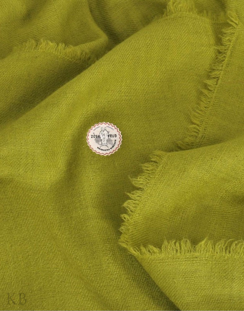 GI Certified Pear Green Solid Cashmere Pashmina Stole - Kashmir Box