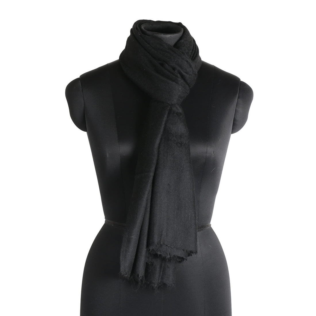 Metal Black Solid Handwoven Cashmere Cashmere Pashmina Stole - Kashmir Box