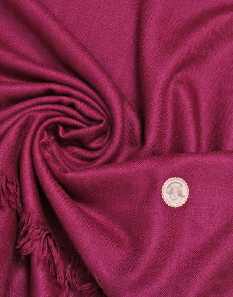 GI Certified Magenta Solid Cashmere Pashmina Shawl - Kashmir Box