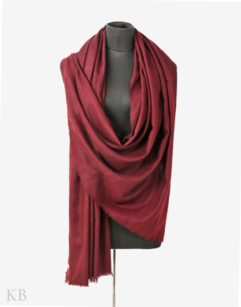 GI Certified Mahogany Solid Cashmere Pashmina Shawl - Kashmir Box