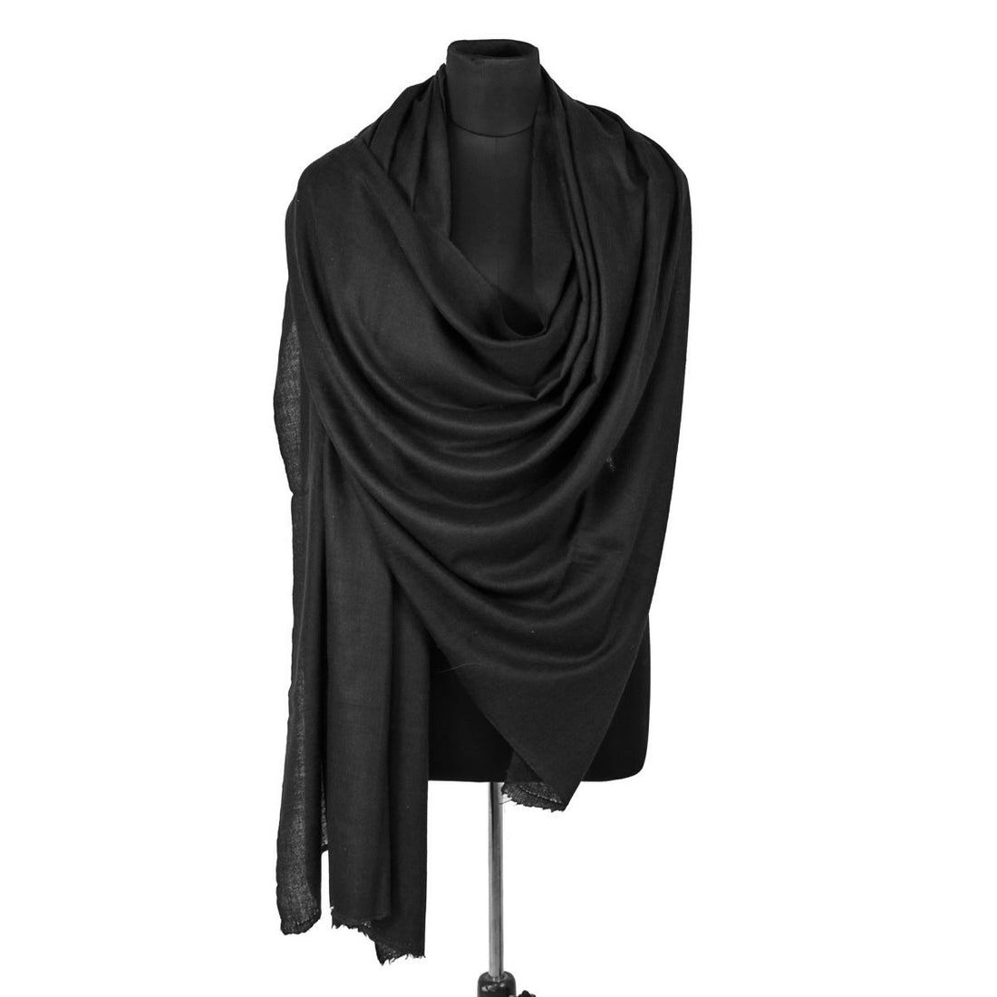 Metal Black Solid Woolen Shawl - Kashmir Box