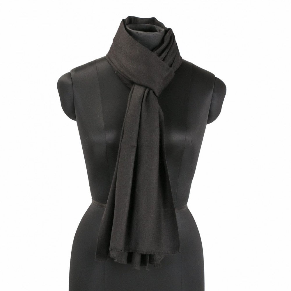 Metal Black Solid Woolen Shawl - Kashmir Box