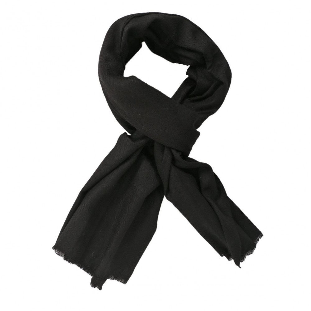 Metal Black Solid Woolen Scarf - Kashmir Box