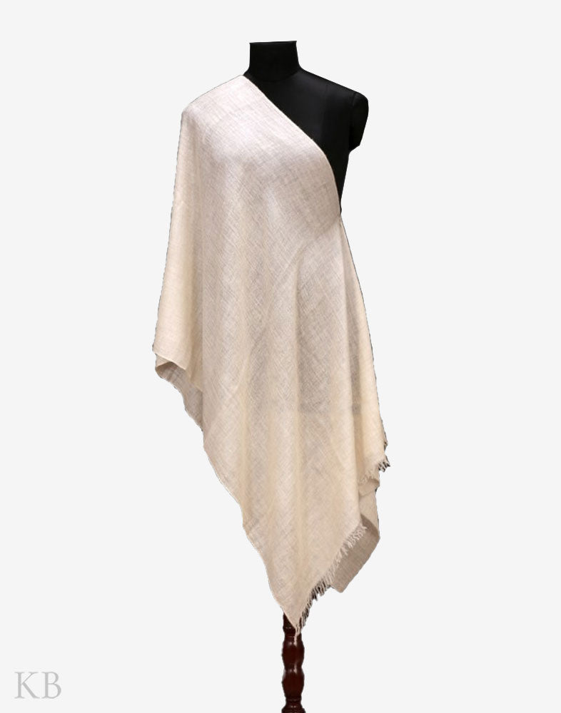 GI Certified Pure White Cashmere Pashmina Stole - KashmirBox.com