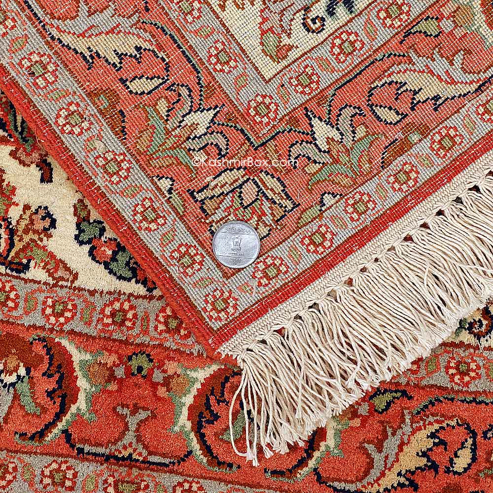 Orange Silk Carpet - KashmirBox.com