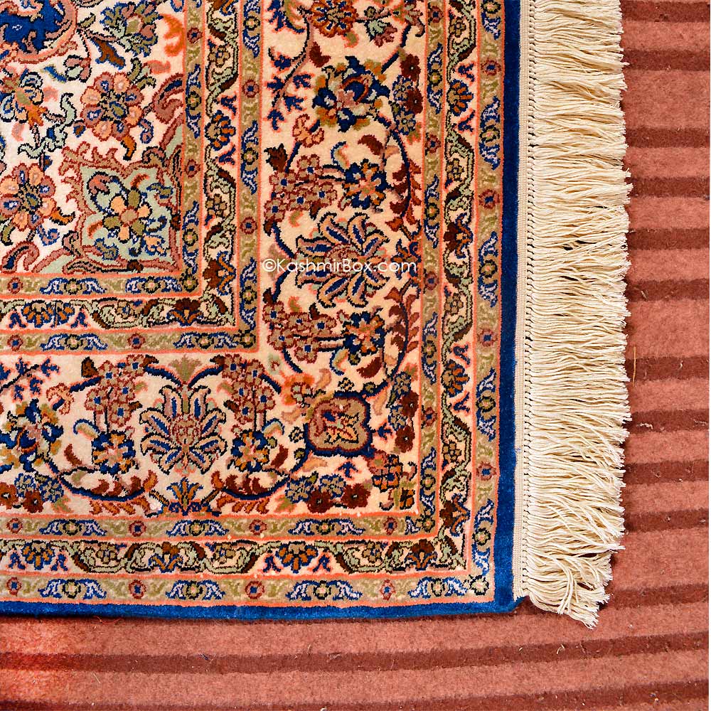 Ferozi Kashan Silk Carpet - KashmirBox.com