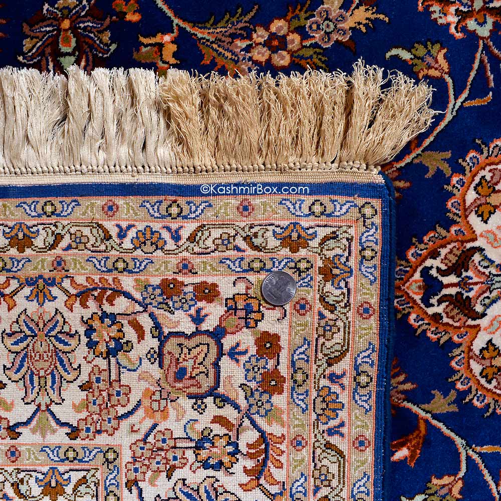 Ferozi Kashan Silk Carpet - KashmirBox.com