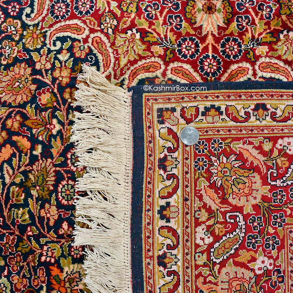 Blue Kashan Silk Carpet - KashmirBox.com